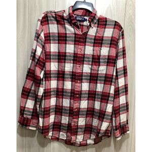 BOCA Women's (Size XL) Long Sleeve Button Down Collared Flannel Shirt Cotton